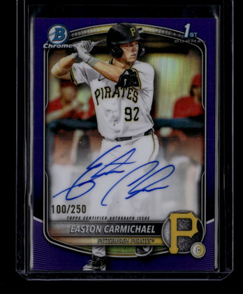 2025 Bowman Chrome Autographs Purple Refractor Easton Carmichael RC Auto 100/250