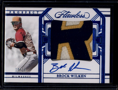 2024 Panini Flawless Prospect Autographs Sapphire Brock Wilken RC Patch Auto /15