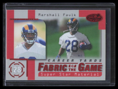 1999 Leaf Certified Fabric of the Game fg62 Marshall Faulk 430/500 Super Star