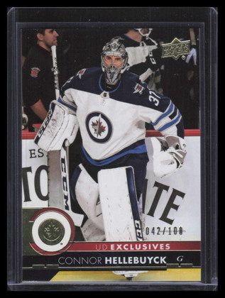 2017-18 Upper Deck Exclusives 448 Connor Hellebuyck 42/100