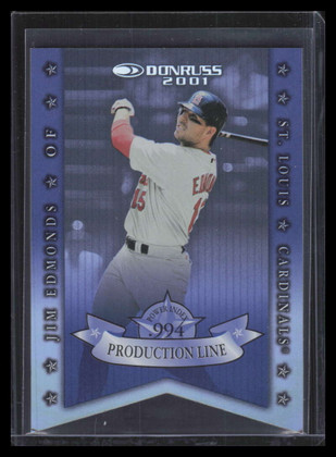 2001 Donruss Production Line Die Cuts pl60 Jim Edmonds PI 14/100