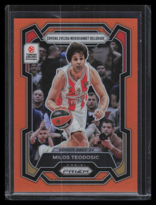 2023-24 Panini Prizm EuroLeague Prizms Orange Refractor 181 Milos Teodosic 41/49