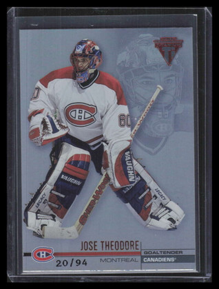 2001-02 Titanium Hobby Red 76 Jose Theodore 20/94