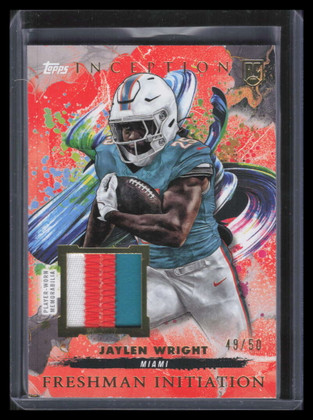 2024 Topps Inception Freshman Initiation Orange Jaylen Wright RC Patch 49/50