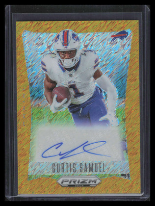 2024 Panini Prizm Deca Signatures Gold Shimmer Refractor Curtis Samuel Auto 8/10