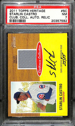 2011 Topps Heritage Clubhouse Collection Starlin Castro Jersey Auto 25/25 PSA 7