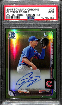 2015 Bowman Chrome Green Refractor Gleyber Torres Rookie Auto 82/99 PSA 9 MINT