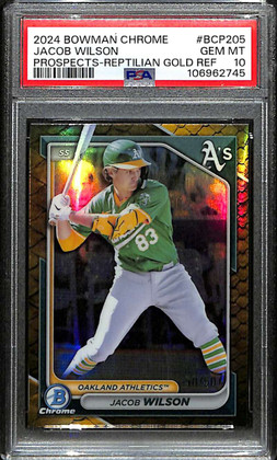 2024 Bowman Chrome Gold Reptillian Refractor Jacob Wilson Rookie 50/50 PSA 10