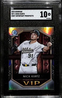 2025 Bowman Chrome Very Important Prospects vip2 Nick Kurtz Rookie SGC 10 GM
