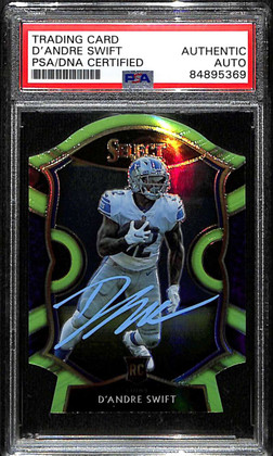 2020 Select Prizm Neon Green Die Cut Refractor D'Andre Swift Rookie PSA/DNA Auto