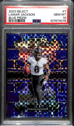2023 Select Prizm Blue Refractor 7 Lamar Jackson 190/199 Concourse PSA 10 GEM MT