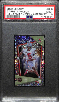 2022 Panini Legacy Under the Lights Amethyst Mini 8 Garrett Wilson RC 6/10 PSA 9