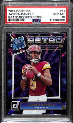 2024 Donruss Rated Rookies Retro 11 Jayden Daniels Rookie PSA 10 GEM MT