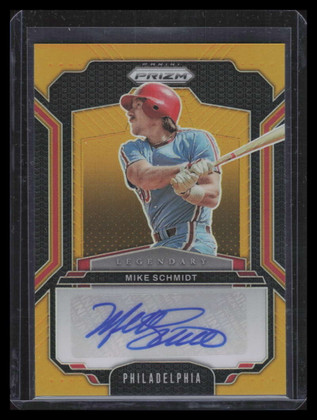 2025 Panini Prizm Legendary Signatures Prizms Gold 4 Mike Schmidt Auto 1/10