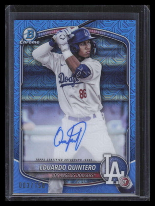 2025 Bowman Chrome Mega Autographs Blue Refractor Eduardo Quintero RC Auto 3/150