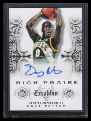 2014-15 Panini Excalibur High Praise Signatures 16 Gary Payton Auto