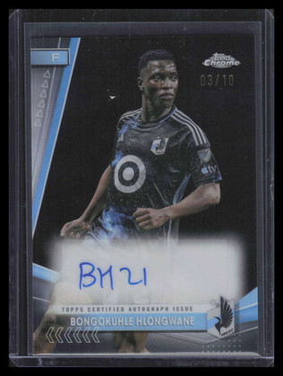 2024 Topps Chrome MLS Autographs Black Refractor Bongokuhle Hlongwane Auto 3/10
