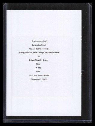 2025 Topps Chrome Star Wars Autographs Refractor Robert Timothy Smith Auto /25