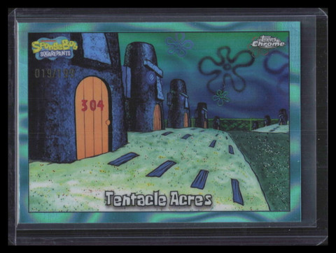 2025 Topps Chrome SpongeBob Squarepants Aqua Lava Refractor Tentacle Acres /199