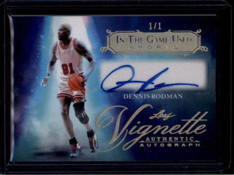 2024 Leaf In The Game Used Vignette Autographs Gold vdr1 Dennis Rodman Auto 1/1