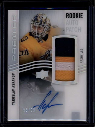 2023-24 UD Premier Acetate Rookie Autographs Yaroslav Askarov RC Patch Auto /99