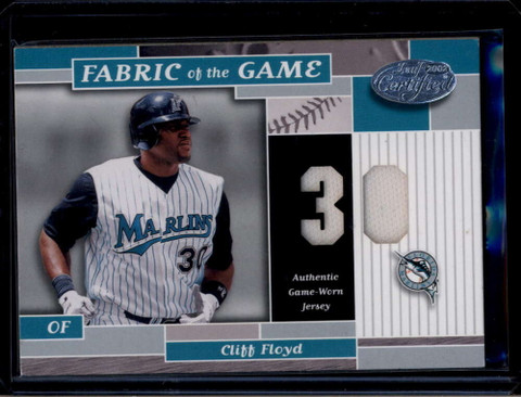 2002 Leaf Certified Fabric of the Game Number 96jn Cliff Floyd Jersey 17/30