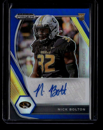 2021 Panini Prizm Draft Picks Autographs Prizms Blue Nick Bolton RC Auto 53/149