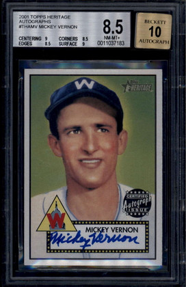 2001 Topps Heritage Autographs THAMV Mickey Vernon Auto BGS 8.5 NM-MT+ 10