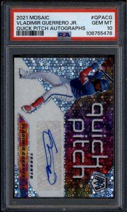 2021 Panini Mosaic Quick Pitch Autographs 80 Vladimir Guerrero Auto PSA 10 GEM