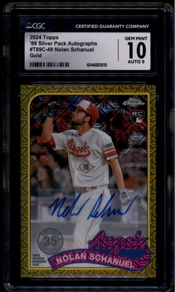 2024 Topps 89 Silver Pack Chrome Gold Refractor Nolan Schanuel RC Auto 50 CGC 10