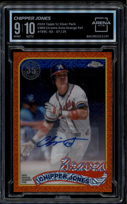2024 Topps 89 Silver Pack Chrome Orange Refractor Chipper Jones Auto /25 ARENA 9