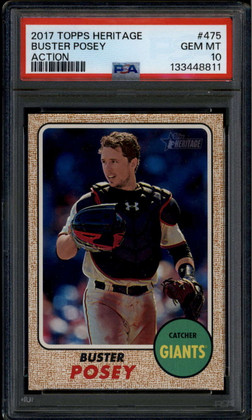 2017 Topps Heritage 475b Buster Posey Action SP PSA 10 GEM MT
