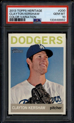 2013 Topps Heritage 200b Clayton Kershaw Color Swap Variation SP PSA 10 GEM MT