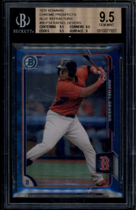 2015 Bowman Chrome Prospect Blue Refractor bcp34 Rafael Devers RC 85/150 BGS 9.5