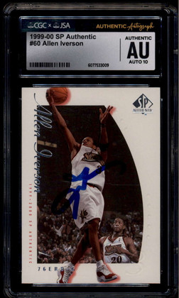 1999-00 SP Authentic 60 Allen Iverson CGC X JSA Authentic 10 Auto
