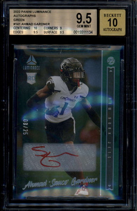 2022 Panini Luminance Autographs 141 Ahmad Sauce Gardner RC Auto 8/25 BGS 9.5