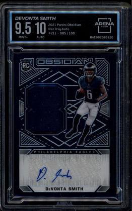 2021 Panini Obsidian 211 DeVonta Smith Rookie Jersey Auto 85/100 ARENA 9.5 MINT+