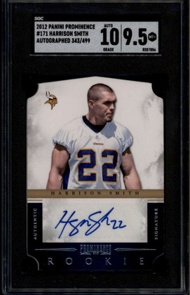2012 Panini Prominence 171 Harrison Smith Rookie Auto 343/499 SGC 9.5 MT+ 10