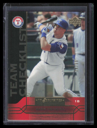 2005 Upper Deck Gold 498 Mark Teixeira TC 74/99 Team Checklist