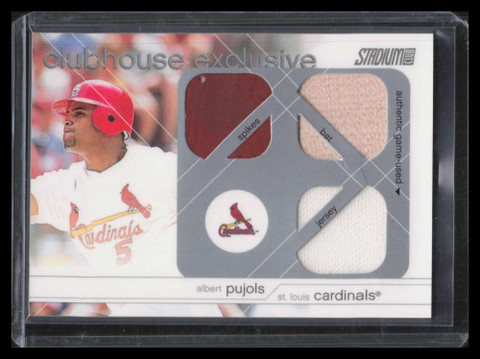 2003 Stadium Club Clubhouse Exclusive ce3 Albert Pujols Bat Jersey Spikes Cleat