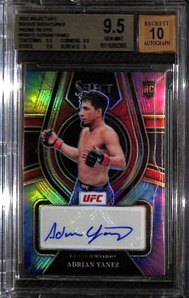 2022 Select UFC Rookie Signatures Tie-Dye Adrian Yanez RC Auto 16/25 BGS 9.5 10