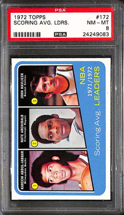 1972-73 Topps 172 Archibald Havlicek Abdul-Jabbar Scoring Leaders PSA 8 NM-MT
