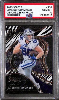 2023 Select Prizm Zebra Die Cut Refractor 238 Luke Schoonmaker Rookie PSA 10 GEM