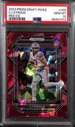 2023 Panini Prizm Draft Picks Prizms Red Ice 102 CJ Stroud Rookie PSA 10 GEM MT