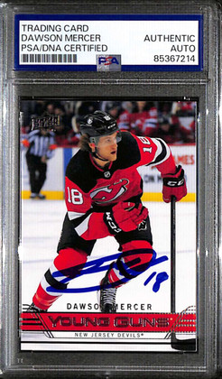 2021-22 Upper Deck '06-07 Retro t80 Dawson Mercer Rookie Young Guns PSA/DNA Auto