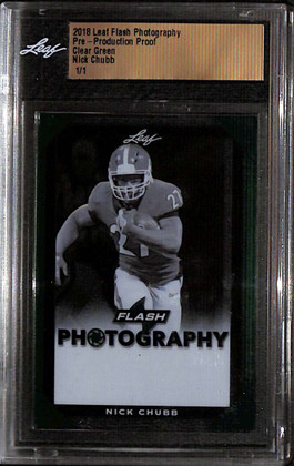 2018 Leaf Flash Photography Pre-Production Proof Clear Green Nick Chubb RC 1/1