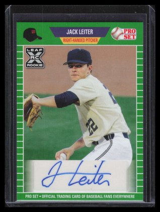 2021 Leaf Pro Set Autographs Green psjl1 Jack Leiter Rookie Auto