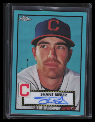 2021 Topps Chrome Platinum Autographs Aqua Refractor Shane Bieber Auto 44/150