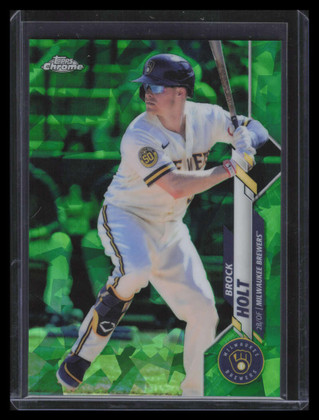 2020 Topps Chrome Update Sapphire Green Refractor u176 Brock Holt 4/45