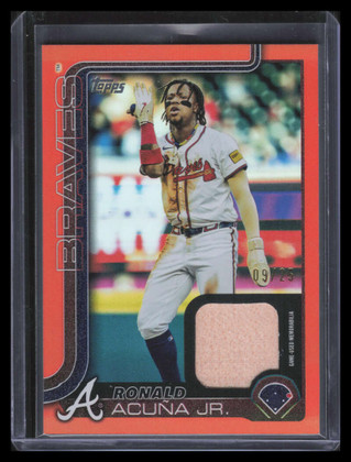 2025 Topps Real One Relics Orange Foil 207 Ronald Acuna Jr. Bat 9/25